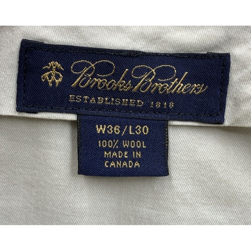 Brooks Brothers Mens Dress Pants Pleated Cuffed Beige Dry Clean Only Size 36X30 - Picture 2 of 16